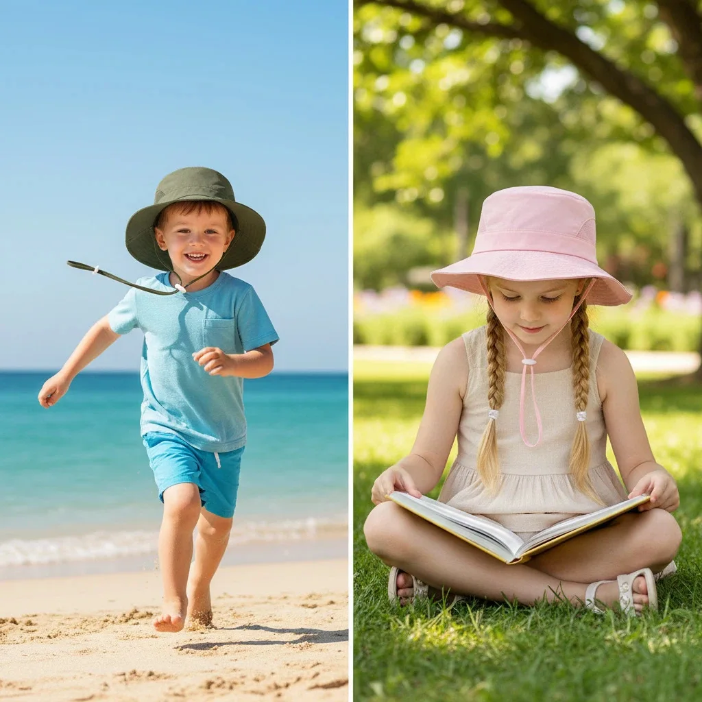 Sombrero tipo chapeau de pêcheur infantil con diseño veraniego