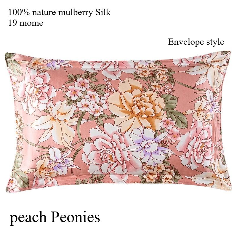 Funda de almohada de seda Charmeuse con estampado