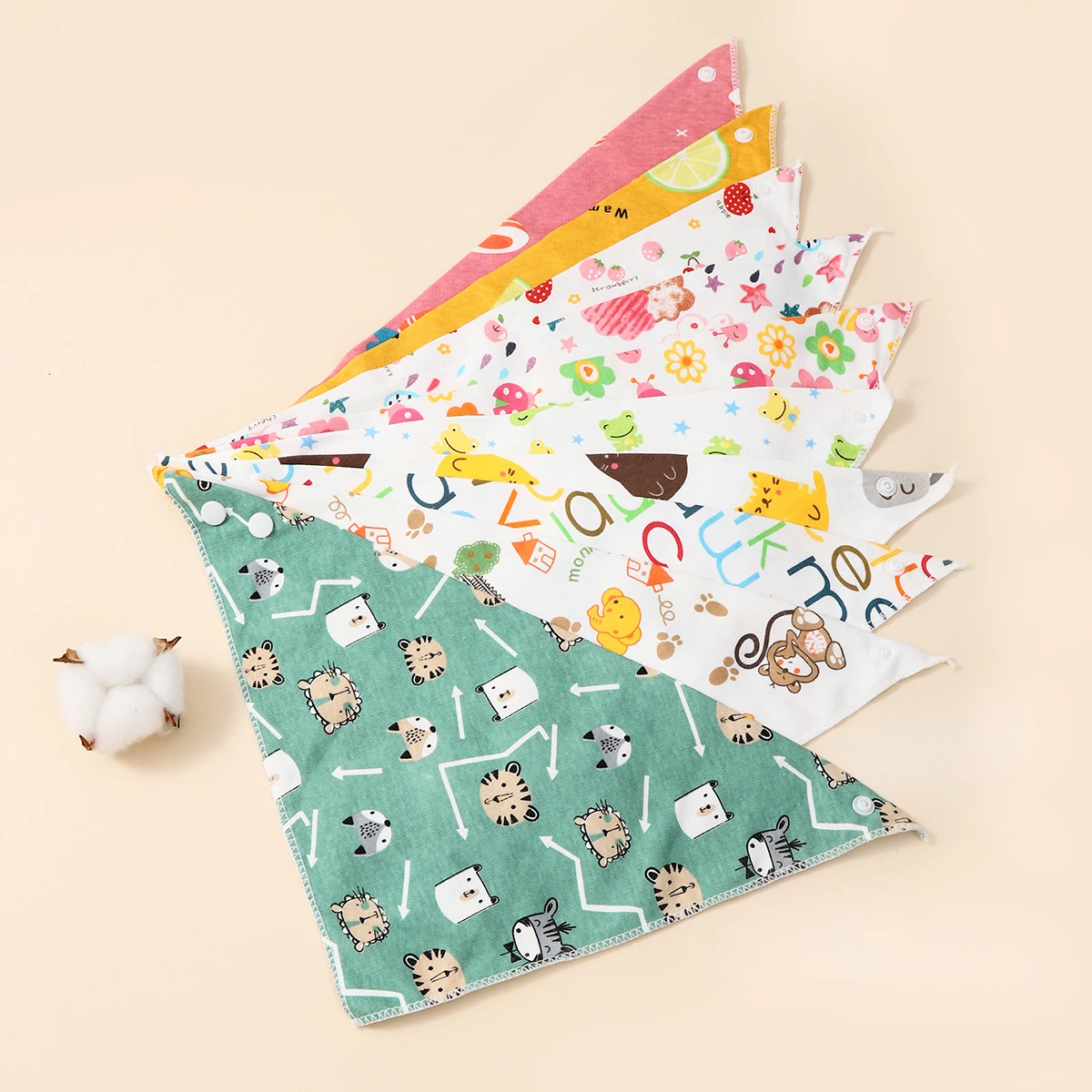 Baberos de bebé de algodón doble capa con bandana triangular - imagen 2