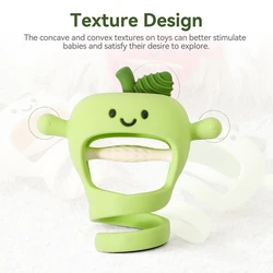 Guante mordedor en silicona para bebé con diseño manzana