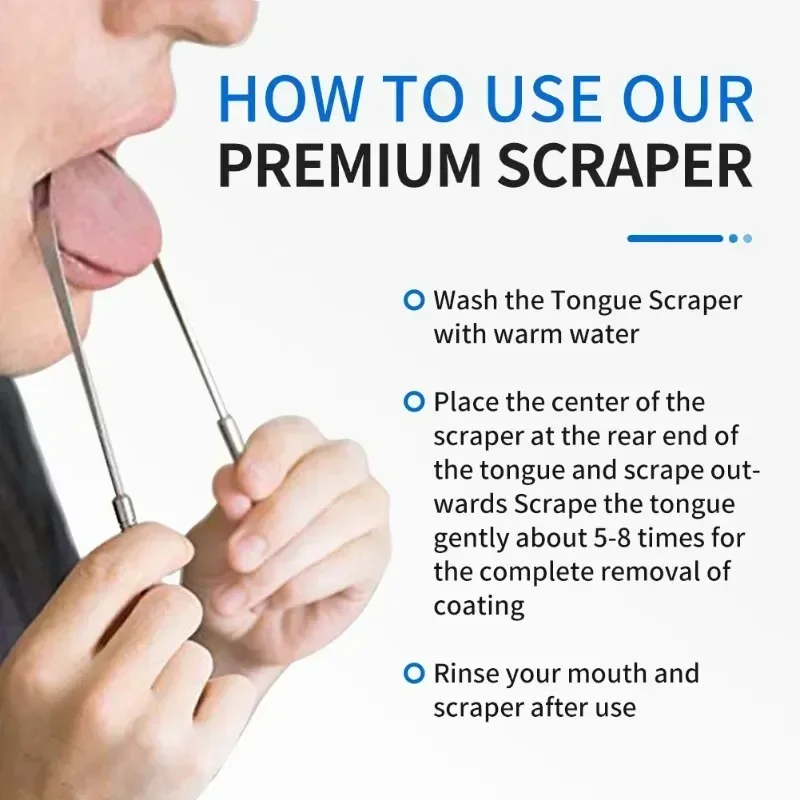Raspador de lengua de acero inoxidable en U para aliento fresco - imagen 2