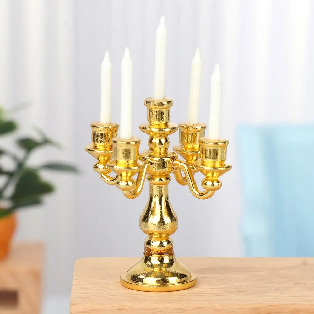 Candelabro miniatura escala 1:12 para casa de muñecas con velas - imagen 2