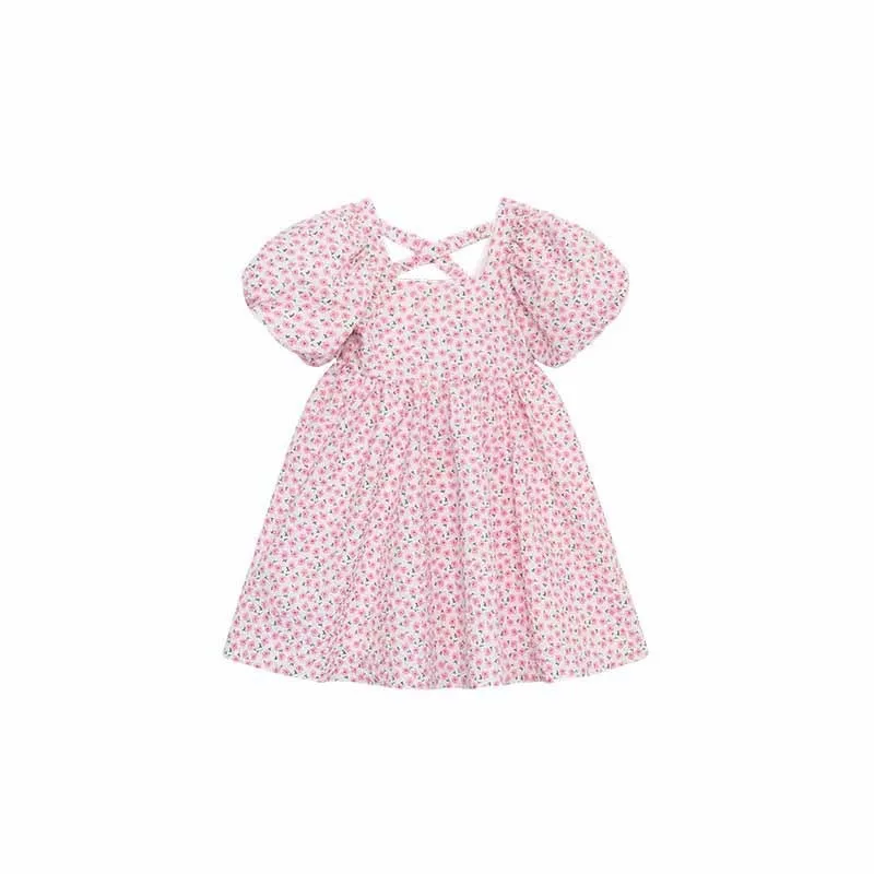 Vestido de niña con mangas abullonadas y estampado floral tipo princesa - imagen 5
