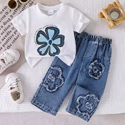 Conjunto bebé verano algodón floral + vaquero – Boutique