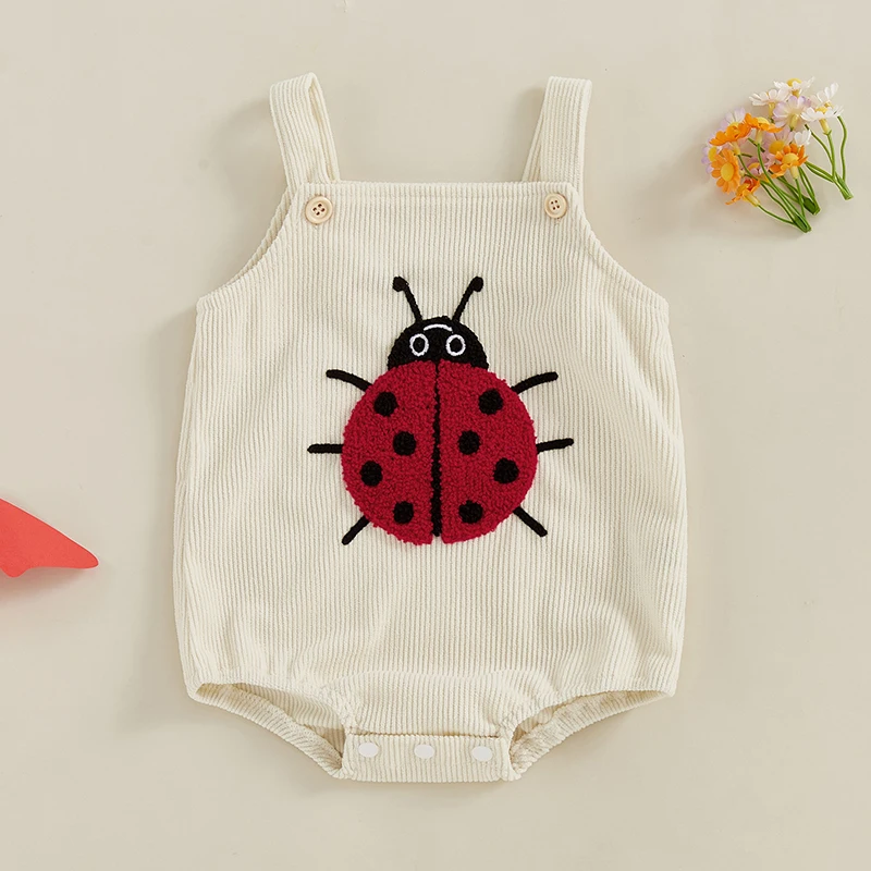 SUNSIOM Mameluco bebé sin mangas bordado con mariquita y abeja - imagen 5