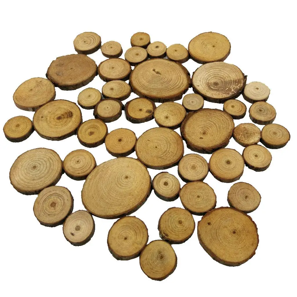 Rodajas de madera redondas para manualidades rústicas personalizables