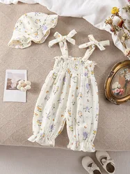 Pelele de verano sin mangas con estampado floral y capucha para bebé