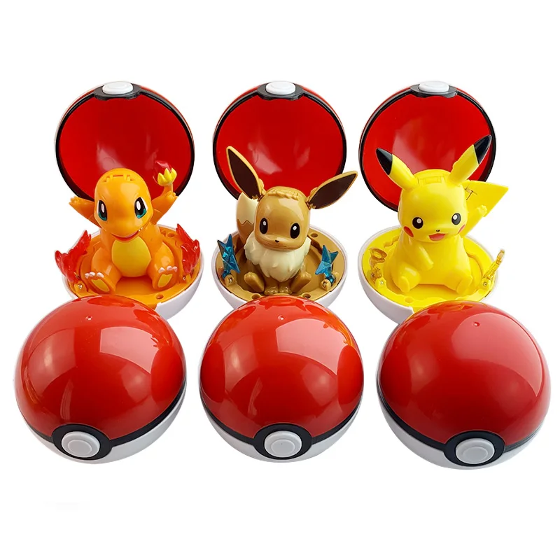 Vista de la Poké Ball y figuras