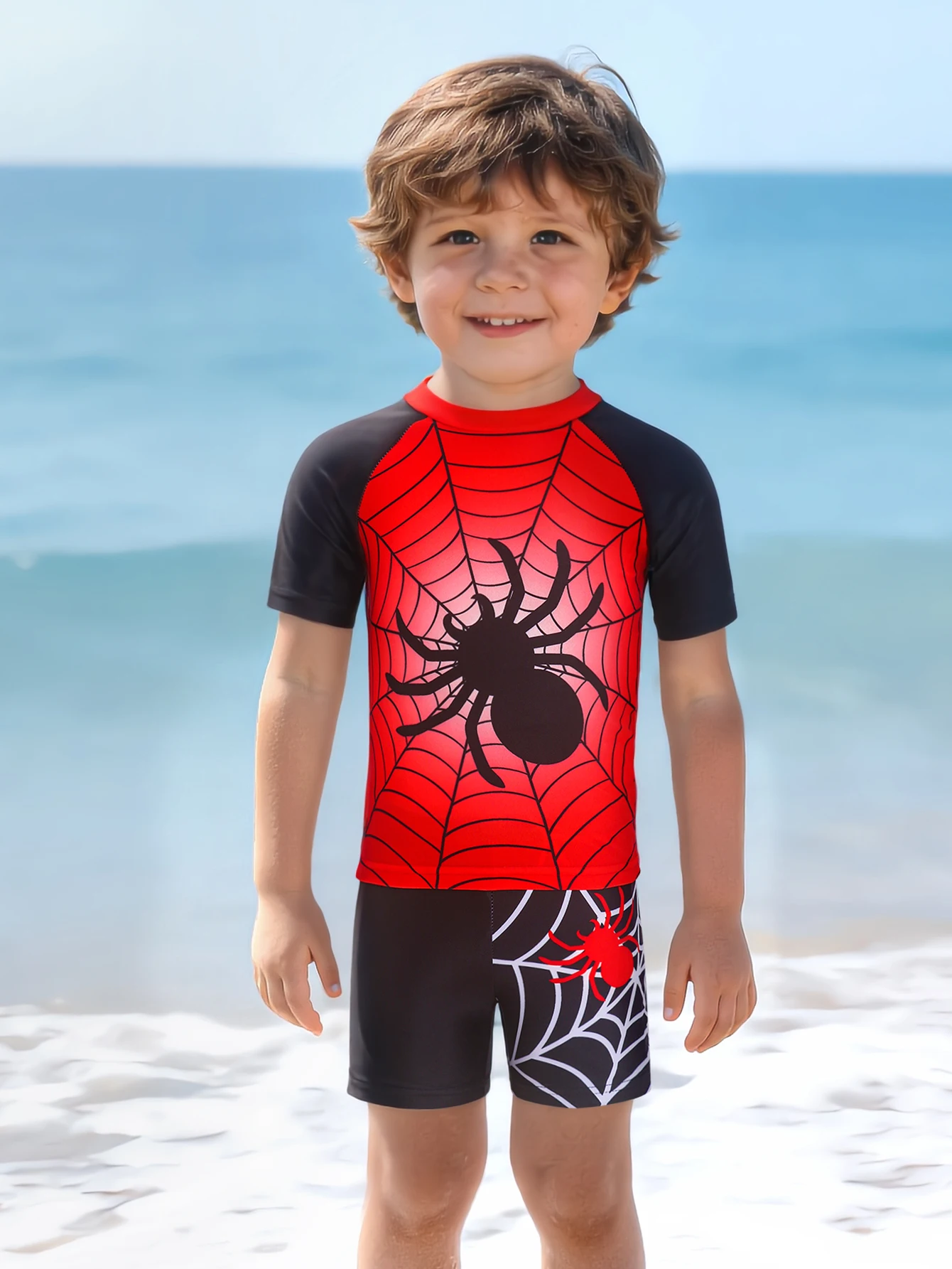 Traje de baño infantil dos piezas estampado araña secado rápido - imagen 4