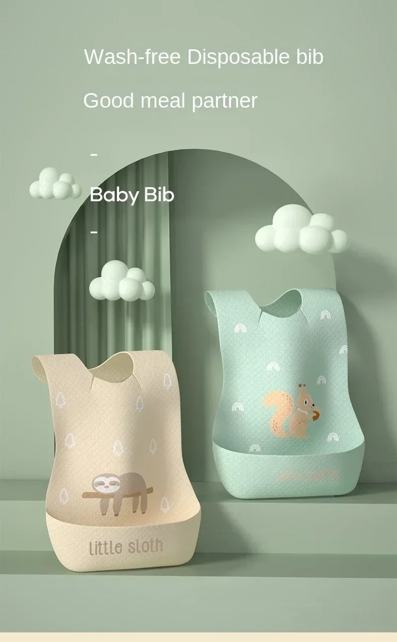 Babero desechable ajustable con recogedor de alimentos