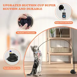 Palo teaser interactivo con pluma para gatos – Varilla larga con campana