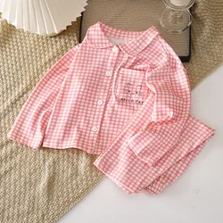 Conjunto pijama niña osos a cuadros suave para primavera