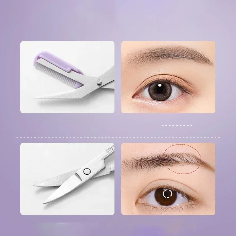 Kit de herramientas para cejas portátil con peine y tijeras