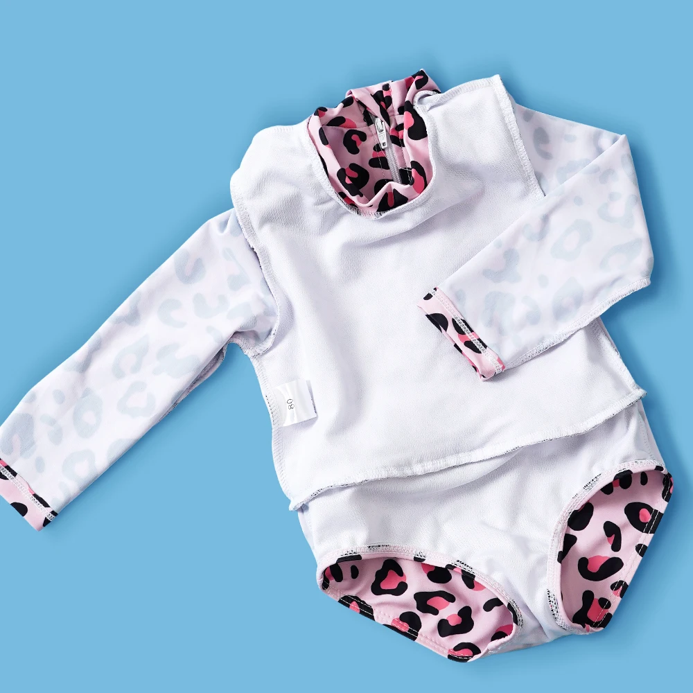 Elinfant Traje de baño manga larga niña sombrero – Bikini verano nadar - imagen 5