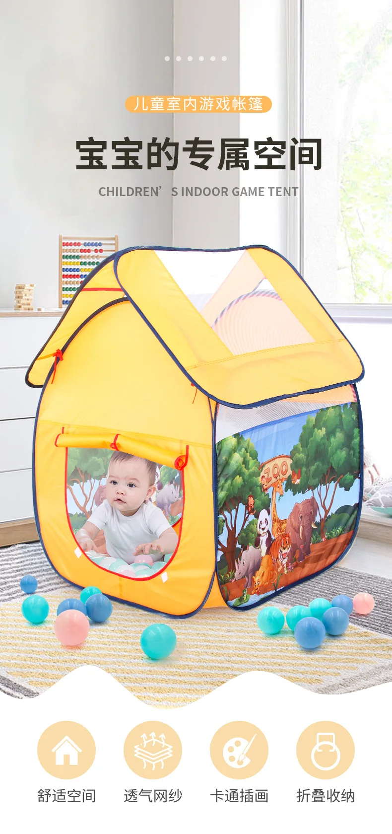 Tienda de juegos plegable con diseño de castillo
