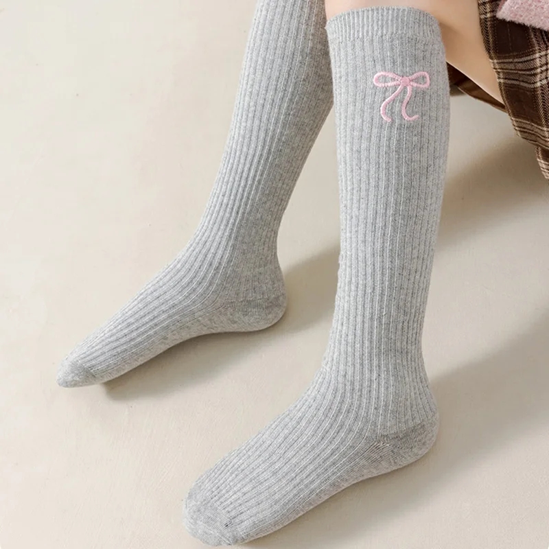Calcetines altos JK Lolita de niña – algodón jacquard arco blanco - imagen 5