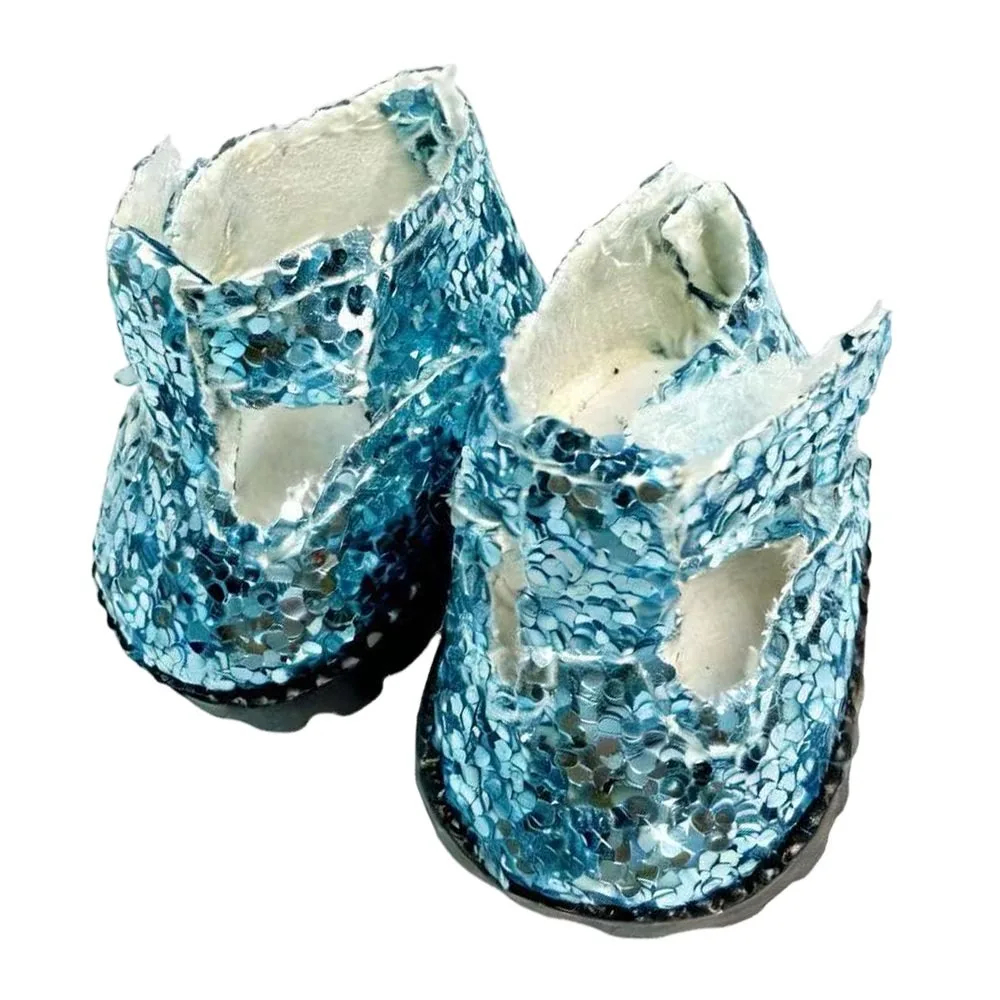 Zapatos de muñeca de cuero con lentejuelas, diseño en miniatura - imagen 2