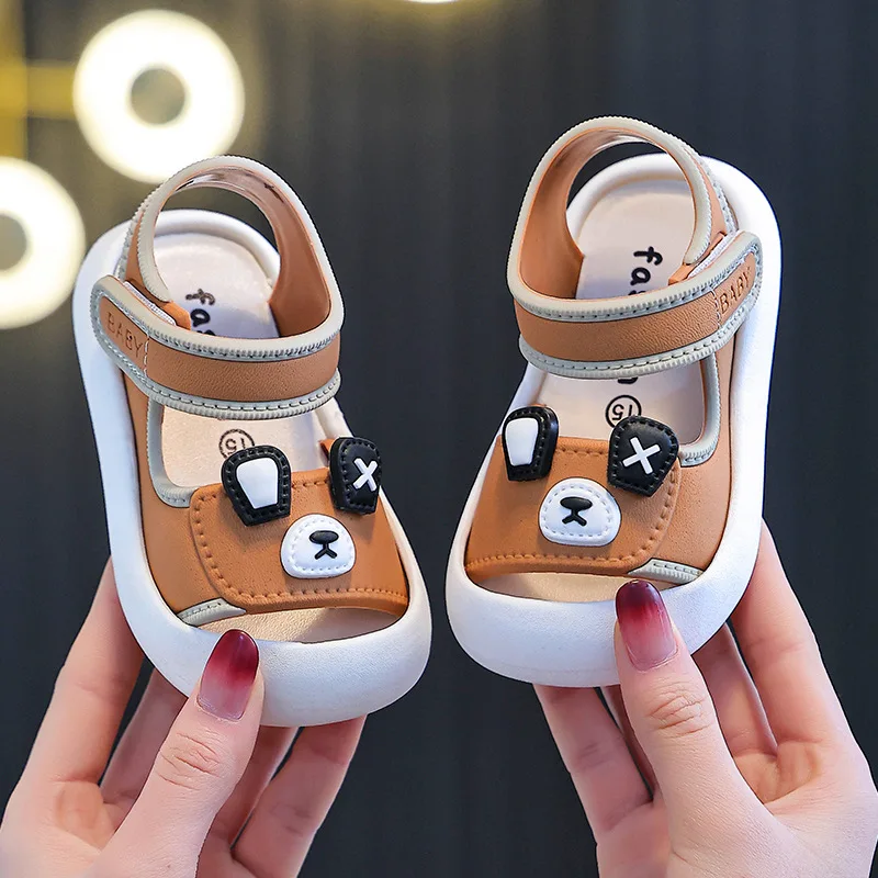Sandalias de verano impermeables de PVC con velcro y oso animado - imagen 5