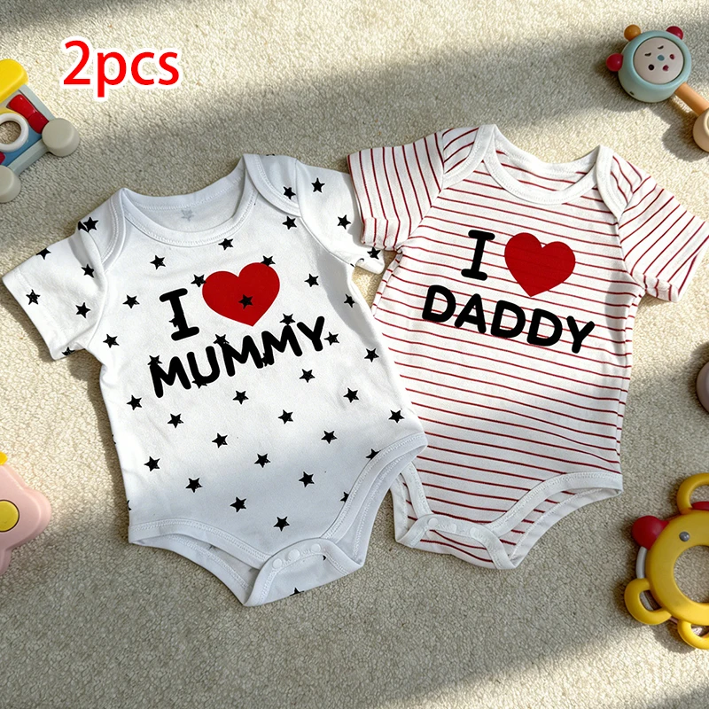 Monos manga corta bebé niño con estampado I Love Mommy & Daddy - imagen 4