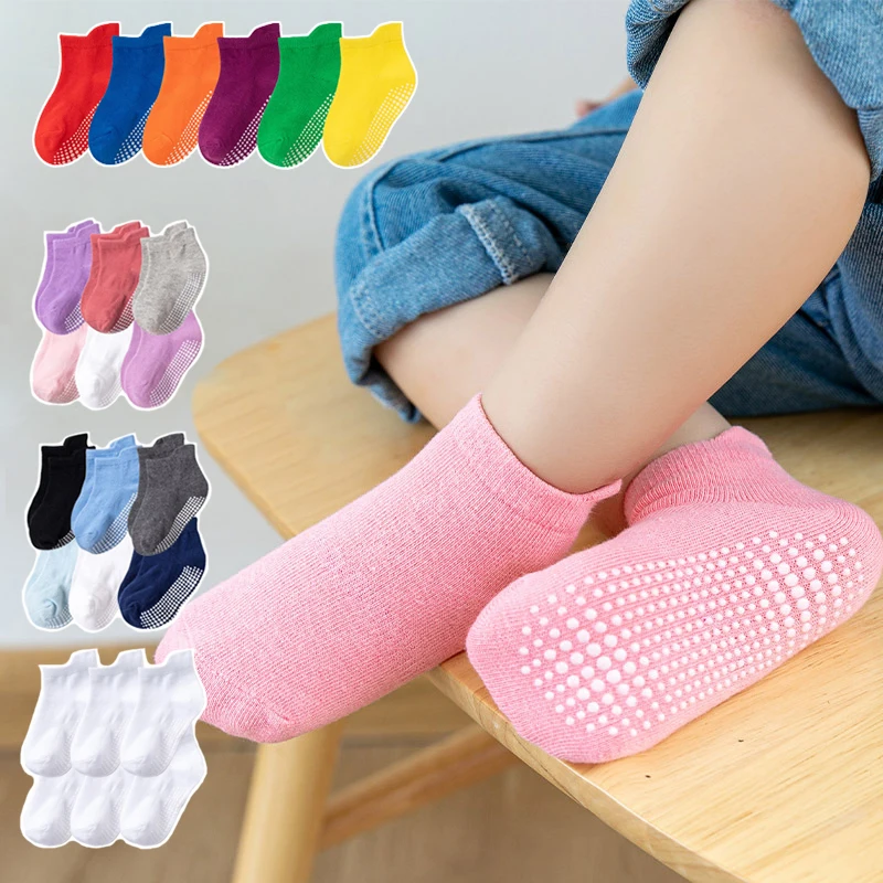 Calcetines antideslizantes de algodón para niños 0-6 años náuticos
