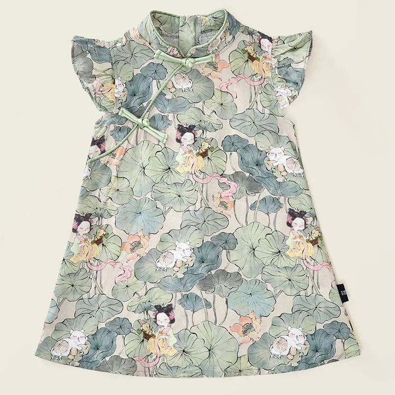 Vestido floral de algodón para niña sin mangas – Fresco - imagen 2