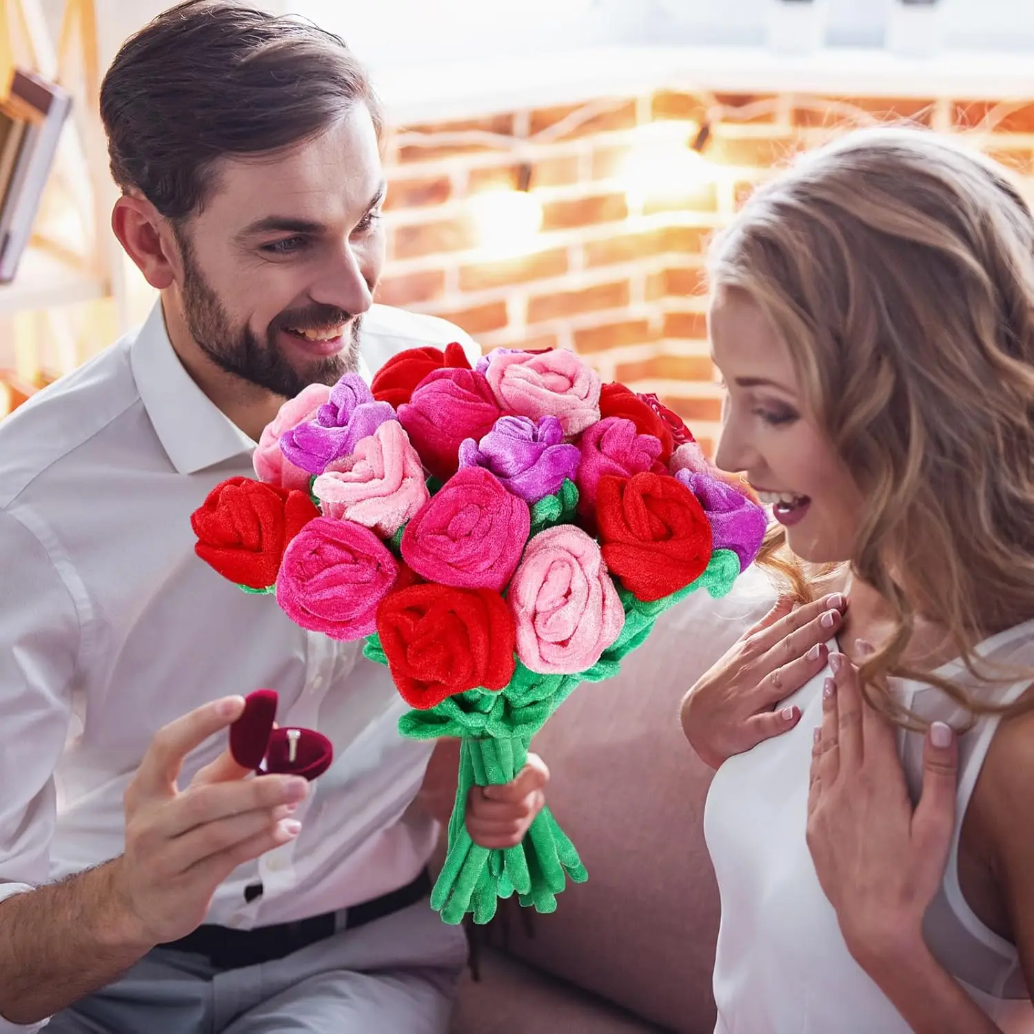 Rosa de peluche con tallo flexible, suave y esponjosa - imagen 4