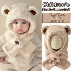 Conjunto gorro y bufanda de oso de peluche con orejas para niña