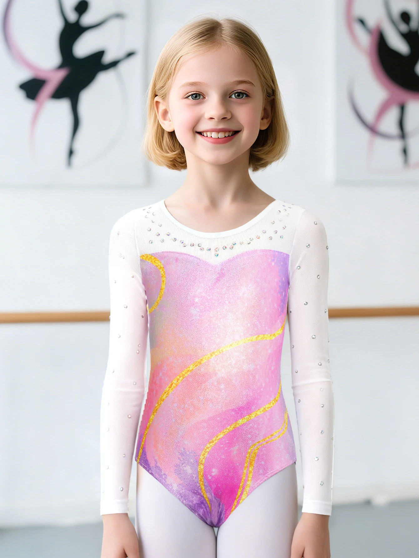 Leotardos de gimnasia manga larga para niñas ballet - imagen 4