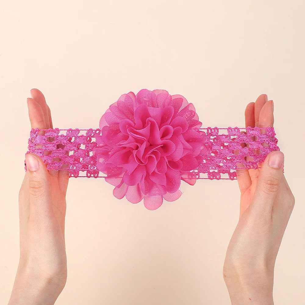 Diadema flor de gasa para bebé recién nacido con elástico - imagen 3