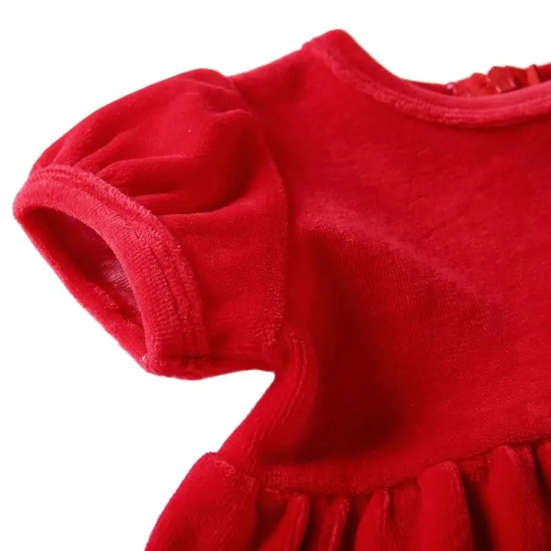 Vestido rojo de manga corta para bebé y niña – cómodo y versátil - imagen 3
