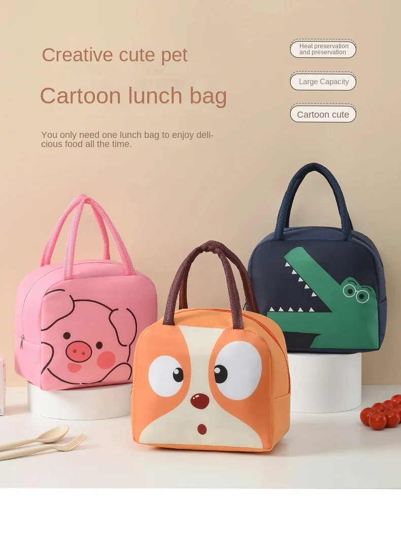 Bolsa de almuerzo con diseño de mascotas vista frontal