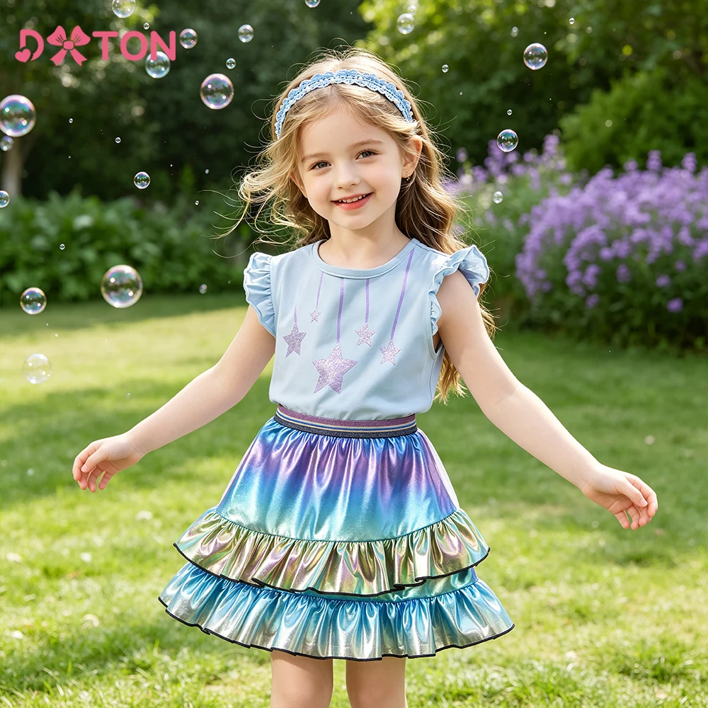 DXTON Falda de lentejuelas degradadas para baile infantil - imagen 4
