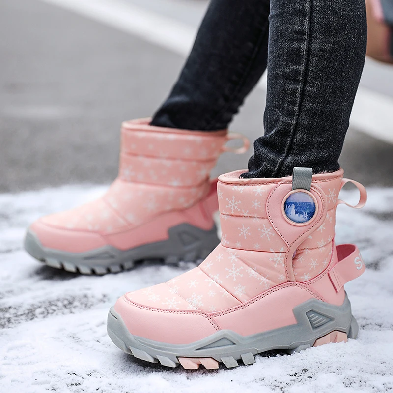 Botas de nieve impermeables niños – Cuero PU cálido invierno