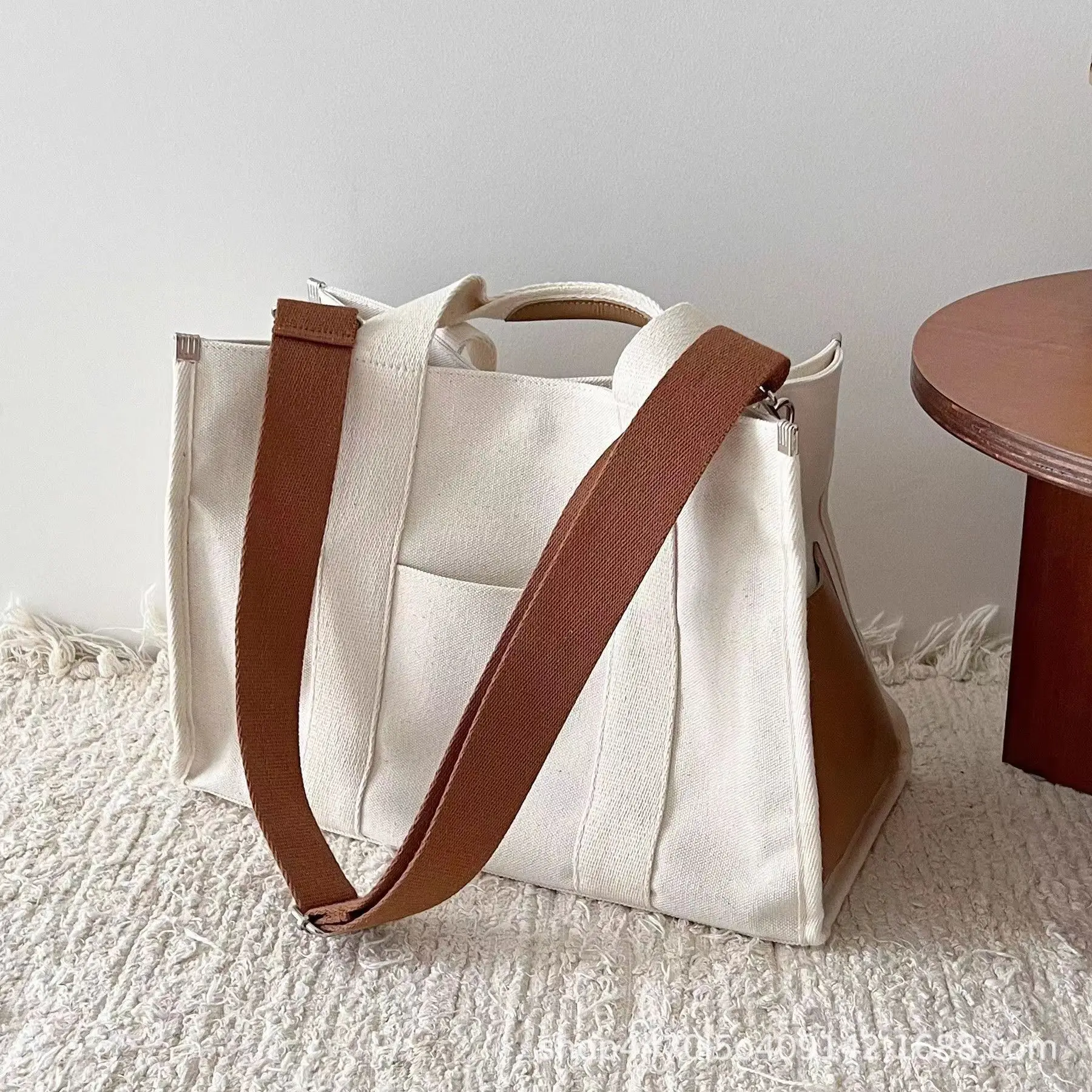 Bolso pañales impermeable de lona para bebé, gran capacidad - imagen 4