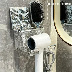 Soporte para secador de pelo sin perforaciones en baño y ducha