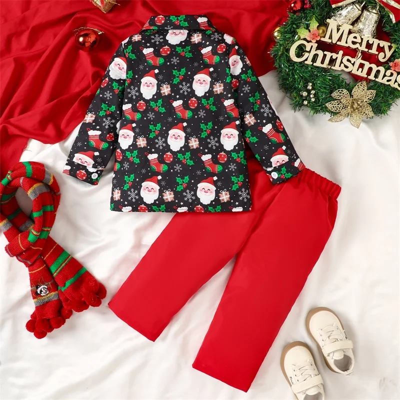 Conjunto navideño para niño – Camisa Papá Noel y pantalón - imagen 2