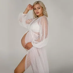 Vestido de maternidad de tul transparente para sesión de fotos