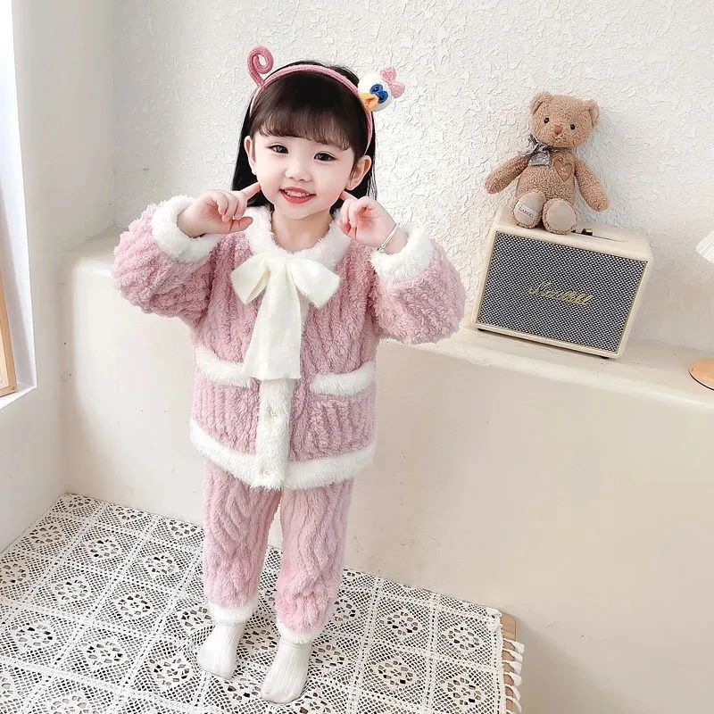 Conjunto de pijamas de franela gruesa para dormir abrigado en invierno