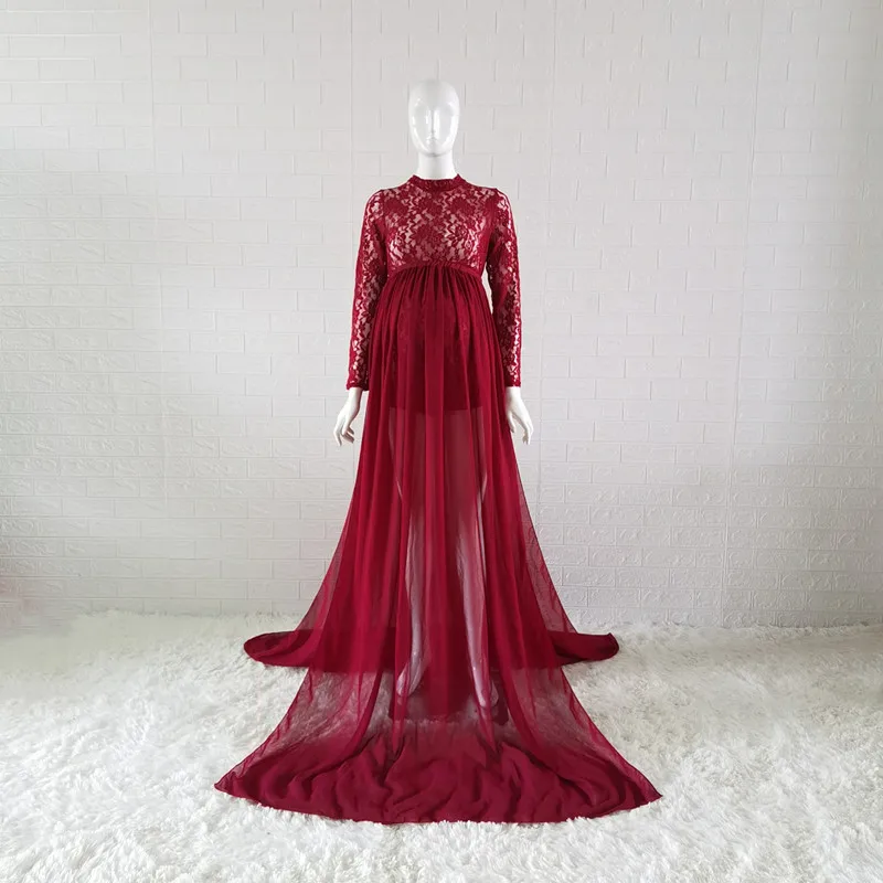 Body de encaje elástico para embarazadas – Vestido fotos premamá - imagen 5