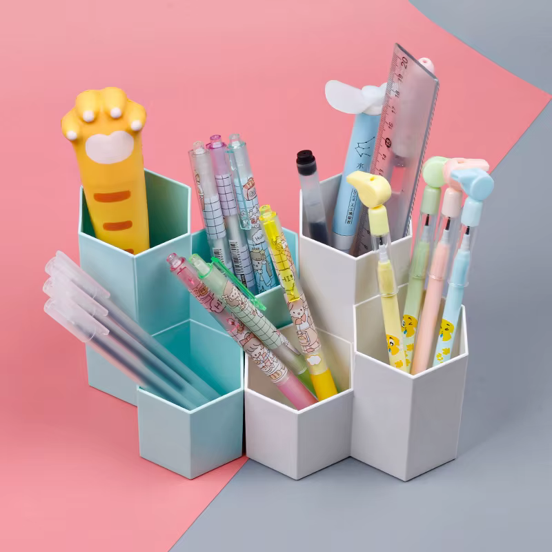 Portalápices multifuncional para escritorio de plástico colorido - imagen 5