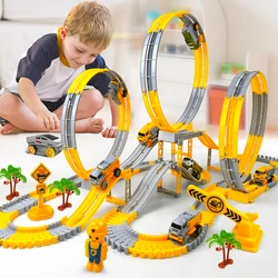 Pista eléctrica para niños de ingeniería: vía con coche y tren