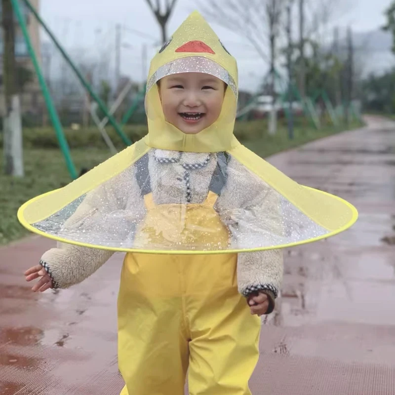 Paraguas de lluvia para niños plegable impermeable con sombrero