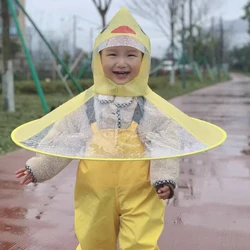 Paraguas de lluvia para niños plegable impermeable con sombrero