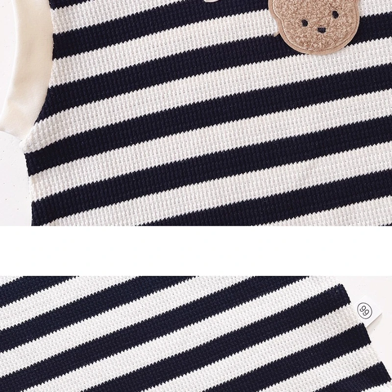 Body bebé de algodón sin mangas a rayas, unisex verano - imagen 5