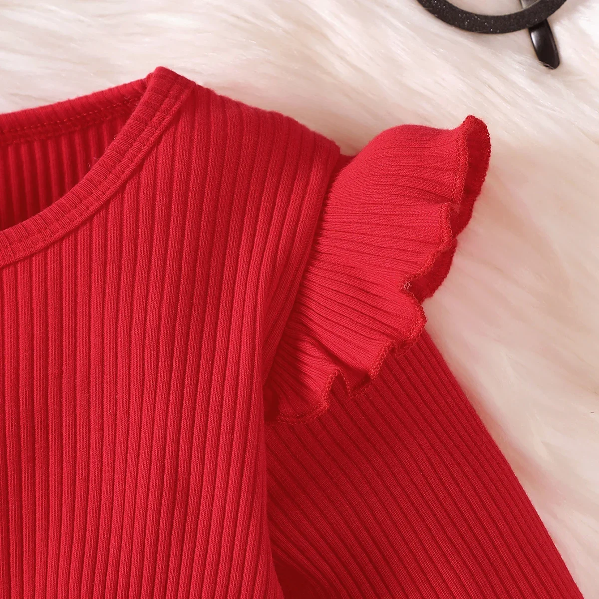 Vestido rojo manga larga para niña – Fiesta e invierno - imagen 2