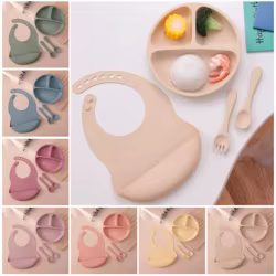 Plato de succión de silicona para bebé - juego de alimentación sin BPA