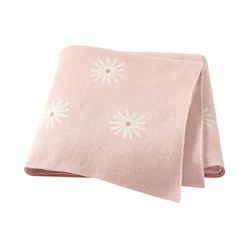 Manta de algodón punto para bebé recién nacido – cochecito floral