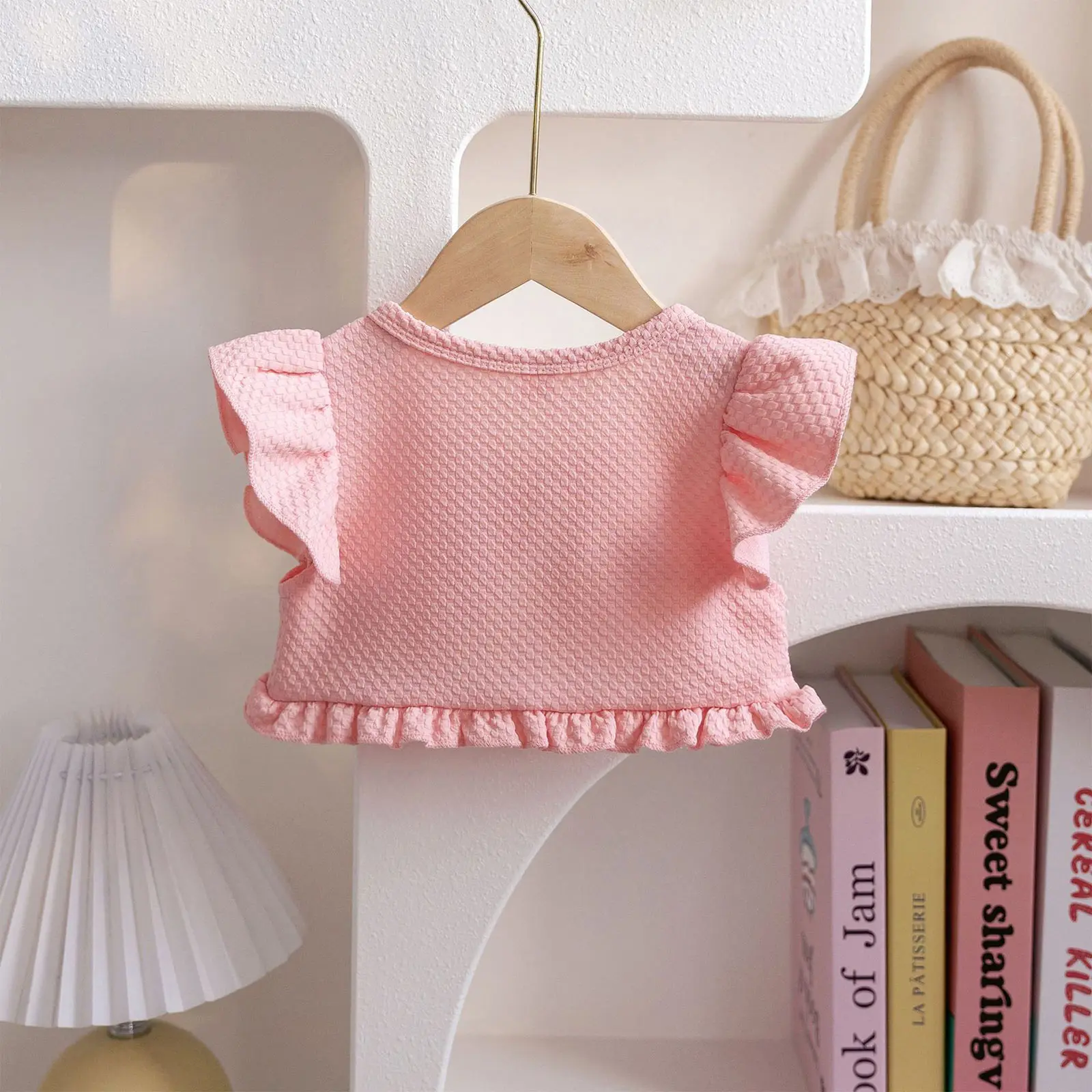 Chaqueta-cárdigan de punto para niña con volantes de verano - imagen 3
