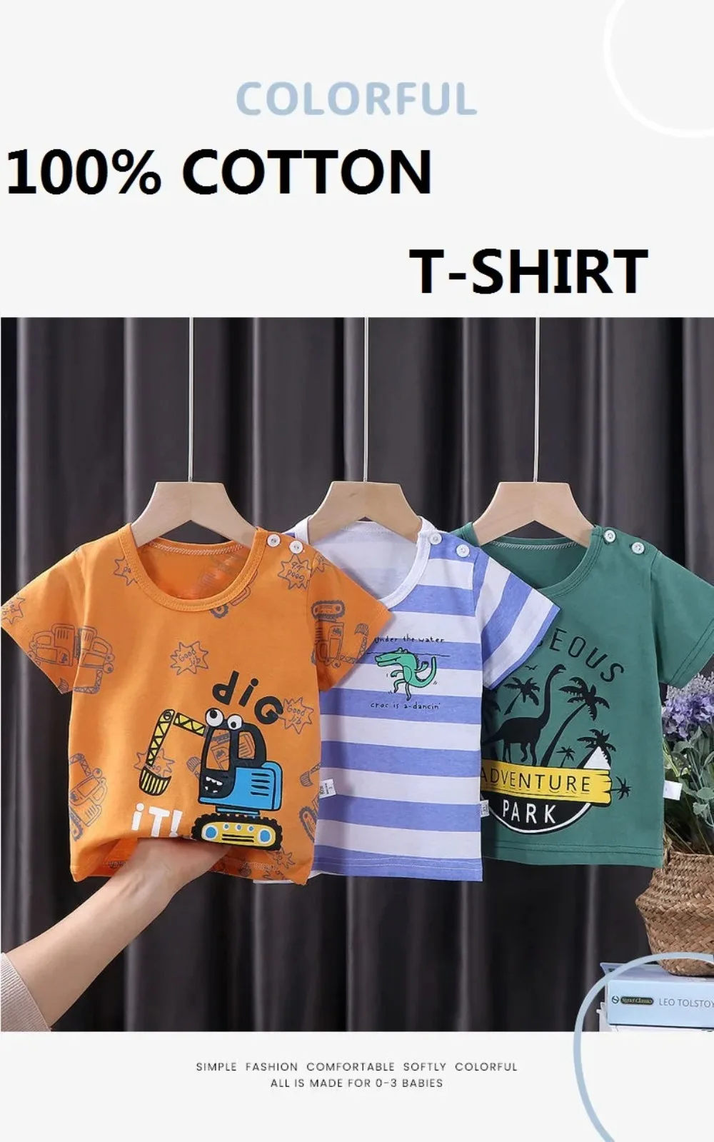 Camiseta de algodón para niños, vista frontal