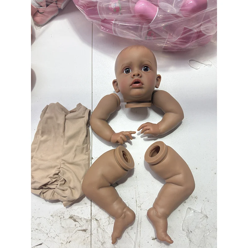 NPK muñeca reborn pintada a mano piel oscura con ojos realistas - imagen 5
